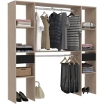 Kit dressing ARTIC EKIPA - Décor mélaminé chene jackson et noir - 2 penderies + 2 tiroirs - L176 x P40 x H180 cm -Fabriqué en