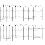 Outsunny Decorative Garden Fencing, 16PCs 44in x 25ft Outdoor Picket Fence Panels, Rustproof Metal Wire Landscape Flower Bed Border Edging, Black