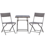 Outsunny Polyrattan Bistroset für 2 Personen Sitzgruppe Rattan Gartenmöbel Set Garnitur Schwarz