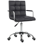 HOMCOM Sedia da Ufficio Ergonomica in pelle PU Nero, Sedia da Studio con 5 Ruote Girevoli, Imbottitura e Altezza Regolabile, 52.5x54x84-99cm