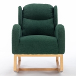 Fauteuil à bascule moderne avec revêtement en tissu Teddy, fauteuil à oreilles avec design ergonomique à dossier en aile, pour salon et chambre, 71x96,5x101 cm, Vert