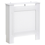 HOMCOM Wooden Radiator Cover Heating Cabinet Modern Home Furniture Grill Style  White Painted (Small)