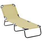 Outsunny Lettino da Giardino con Schienale Regolabile in 5 Posizioni, in Acciaio e Tessuto Oxford, 188x56x28 cm, Beige