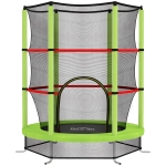 HOMCOM Saltea Elastică pentru Copii 3-6 Ani cu Plasă de Protecție, 6 Stâlpi și 3 Intrări, Ø140x190 cm, Verde