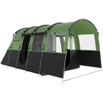 Outsunny 4-Person Camping Tent, Waterproof Family Tent, Tunnel Design, 4 Large Windows, Sleeping Cabins 3000mm Water Column Green