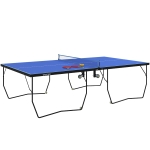 SPORTNOW 9FT Folding Tennis Table, with 8 Wheels, for Indoor Use, Blue