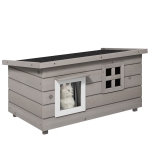 PawHut Cat House Cat Shelter with Asphalt Roof Cat Cave Pet House with Window for Cats Dogs Outdoor Winterproof Pine Wood Gray Black 87 x 52 x 44 cm