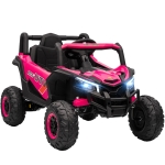 AIYAPLAY Elektroauto für Kinder UTV 12V mit 2 Motoren 2,4G Fernbedienung Geschwindigkeit bis zu 7 km/h Federungssystem Rosa
