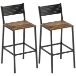 HOMCOM 2er-Set Barhocker mit Rückenlehne & Fußstütze, Industrial, rustikales Braun