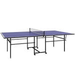 SPORTNOW Tischtennisplatte, klappbar, mobil, 2 Schläger, 3 Bälle, Metallrahmen, 274x152,5x76 cm, Blau