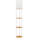HOMCOM Lampada da Terra con Ripiani e Telecomando, 3 Temperature Colore, Legno Naturale