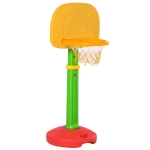 HOMCOM Canasta de Baloncesto Infantil con Altura Ajustable 2 Pelotas y Bomba de Aire para Niños +3 Años Juguetes Deportivos en Interiores y Exteriores 52,5x44x120-160 cm Multicolor