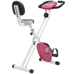HOMCOM Folding Exercise Bike, Fitness Bicycle Indoor Trainer, 8-Level Magnetic Resistance Adjustable, with LCD Monitor, Pulse Sensor, Pink