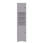 Armario de baño triangular, estantes ajustables y puertas dobles, 37x24,5x170 cm, Gris