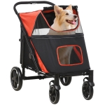PawHut Foldable Pet Stroller, with Universal Wheels, Shock Absorber, for Medium and Large Dogs - Red