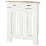 HOMCOM Cache-radiateur à lames avec tiroir — Anti-basculement, 78 x 19 x 97 cm, blanc