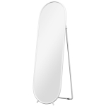 HOMCOM Espelho de Pé Oval 160x40 cm Espelho de Corpo Inteiro com Moldura Metálica Suporte e 2 Formas de Utilização Branco