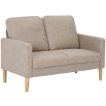 HOMCOM Sofá de 2 Lugares Estofado em Microfibra Sofá Moderno com Pés de Madeira Apoio de Braços 130x78x85 cm Creme
