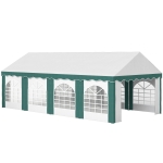 Outsunny 8 x 4m Garden Gazebo with Sides, Galvanised Marquee Party Tent with Eight Windows and Double Doors, for Parties, Wedding and Events