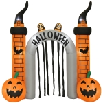 Outsunny Opblaasbare Halloween-boog, pompoenontwerp, LEDs, haringen, polyester