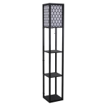 HOMCOM Estantería Librería Alta de 3 Niveles con Bombilla para Salón Dormitorio Estante de Exposición para Sala Adornos Estantería Moderna Blanco y Negro 26x26x160cm