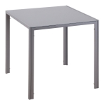 HOMCOM Mesa de Sala de Jantar de Cristal Mesa de Cozinha Quadrada para 4 Pessoas com Pés de Metal 75x75x75cm Cinza