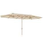 Outsunny Sombrilla Doble 4,55x2,65 m Sombrilla Grande con Manivela Manual Resistente al Agua y Protección Solar Crema