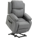 HOMCOM Elektrische opsta-fauteuil, afstandsbediening, kunstleerbekleding, gestoffeerde fauteuil met opsta-functie, Grijs