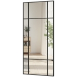 HOMCOM Miroir mural style fenêtre avec montage vertical et horizontal, 110x50cm, Noir