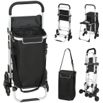 HOMCOM boodschappentrolley, 40 L Oxford-tas, 3-wielontwerp, aluminiumframe, zitje, grijs