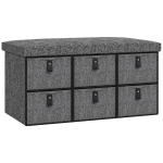 HOMCOM Padded Shoe Bench, 6 Shoe Compartments, MDF Frame, Linen Look, Gray