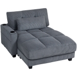 HOMCOM Canapé-lit avec coussin, mousse, convertible en lit, porte-gobelet, gris