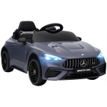 AIYAPLAY Elektrische kinderauto, Mercedes-design, 12V motoren, afstandsbediening, LED-lichten, muziek, voor 3-6 jaar, grijs