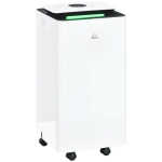 HOMCOM Deshumidificador Eléctrico 12L/día Depósito de Agua 2,5 Litro con 5 Modos 2 Velocidades Temporizador 25x25x50,5cm Blanco