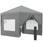 Outsunny Foisor de Gradina Impermeabil cu Panouri Laterale Pliabile din Otel si Acoperis, 2.95x2.95x2.58 m, Verde