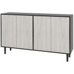 HOMCOM Bufet Modern cu 2 Dulapuri și Raft Reglabil, Mobilier Bucătărie cu 4 Uși și Picioare din Pin, 121x37x75 cm, Negru