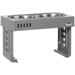 PawHut Set 2 Boluri pentru Câini de 1.2L cu Picioare Detașabile, Bol pentru Câini, Înălțat din ABS și Oțel, 44x27.7x28 cm, Gri