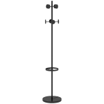 HOMCOM Suport pentru Haine și Umbrele, Cuier Independent cu 8 Carlige Rotunde pentru Haine, Pălării și Poșete, Φ34x177 cm, Negru