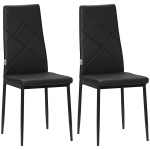 HOMCOM Set 2 Scaune de Sufragerie Tapițate cu Spătar Înalt, Tălpi Antiderapante și Picioare din Oțel, 41x50x97 cm, Negru