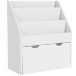 AIYAPLAY Bibliotecă pentru Copii 3-8 Ani cu 3 Rafturi și Sertar, Raft de Depozitare Jucării, 62,5x30x70 cm, Alb