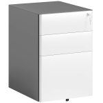 Vinsetto Filing cabinet, Rolling cabinet, 3 Drawers & Hanging File, Lock, Steel Housing, 39x48x59 cm, White+Gray