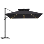 Outsunny Multi-Angle LED Light Parasol Umbrella - Black