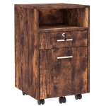 Vinsetto Comodă de Birou cu 2 Sertare și Raft Deschis, Mobilier cu 5 Rotile, Încuietoare și 2 Chei, 39x40x65 cm, Maro