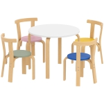 AIYAPLAY Ensemble Table et Chaises pour Enfants 3-8 Ans 5 pcs avec Bords Arrondis en Bois Multicolore