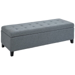 HOMCOM Storage bench with storage, Ottoman, Hallway Bench, Button Tufting, 125.1 cm x 48.9 cm x 41.3 cm, Grey