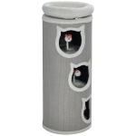 PawHut Tonneau à griffer pour chat, 96 cm, tour à 4 niveaux avec lit lavable, 3 tanières, jouet suspendu, pour plusieurs chats Gris
