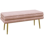 HOMCOM Upholstered Bench with Storage, Steel, 100 x 37.5 x 42 cm, Pink