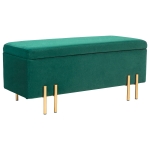 HOMCOM Storage bench, Upholstered bench with storage, Metal, Rubberwood, Foam, 100 x 40 x 42 cm, Green