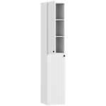 HOMCOM Wall-mounted bathroom cabinet, lacquered surface, 6 shelves, MDF, White