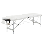 HOMCOM Mobile 3-Zone Folding Massage Table with Headrest Armrest Carry Bag Height-Adjustable Aluminum Portable Massage Bed incl. Accessories Massage Bench up to 225 kg Load White